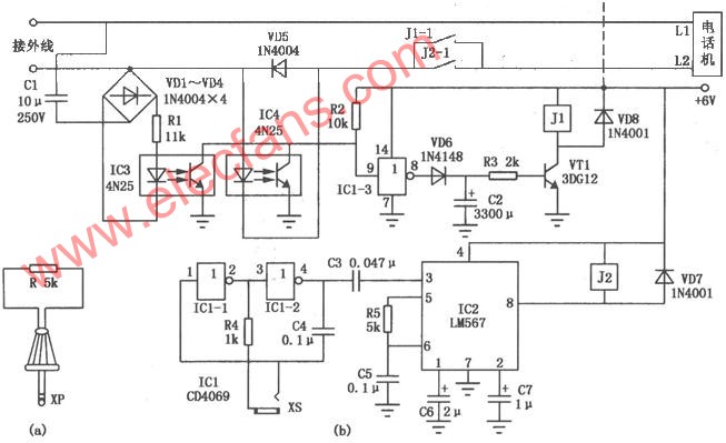電話機電子鎖電路 m.xsypw.cn
