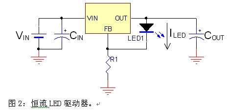 圖2：恒流LED驅(qū)動(dòng)器。