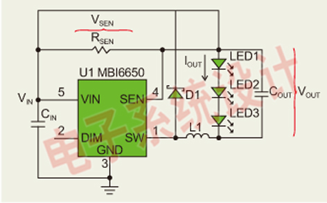 圖3：MBI6650應(yīng)用電路。