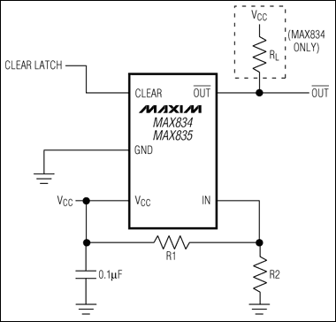 MAX834、MAX835：典型工作電路