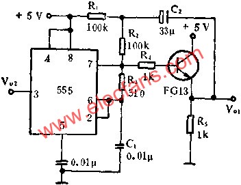 時基集成電路組成鋸齒波發生器電路圖  m.xsypw.cn