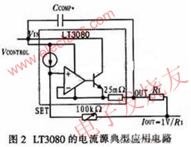 LT3080低功耗集成穩壓電路的電流源典型應用電路 m.xsypw.cn