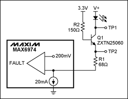 Figure 2. The addition of R2 in Figure 1 restores the fault-detection function.