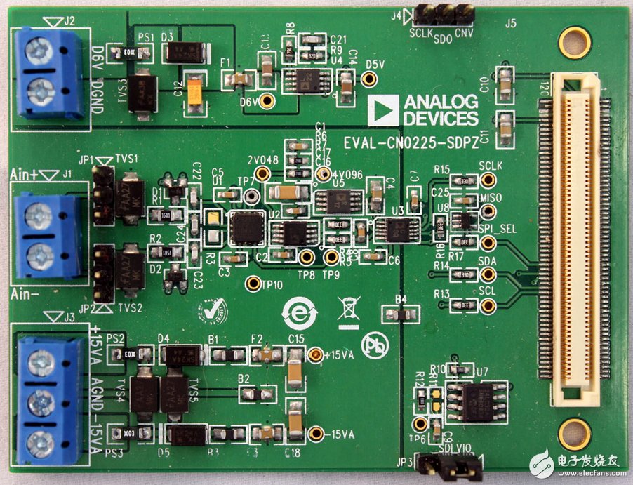 高阻抗高CMR、±10V模擬前端信號調(diào)理電路圖