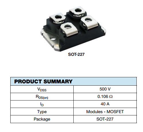 VS-FA40SA50LC 第三代高壓MOSFET模塊