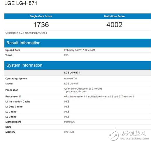 LG G6 跑分?jǐn)?shù)據(jù)曝光：驍龍820+4GB內(nèi)存+Android 7.0