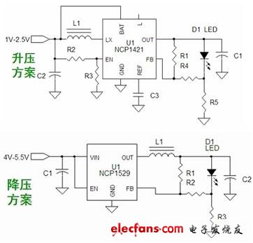 1～3W手電筒LED升壓/降壓應用