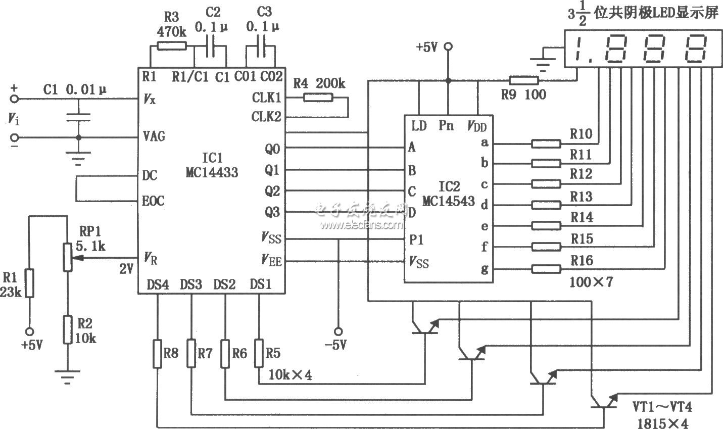 基于MMC14433/MMC14543的數字式直流毫伏表電路