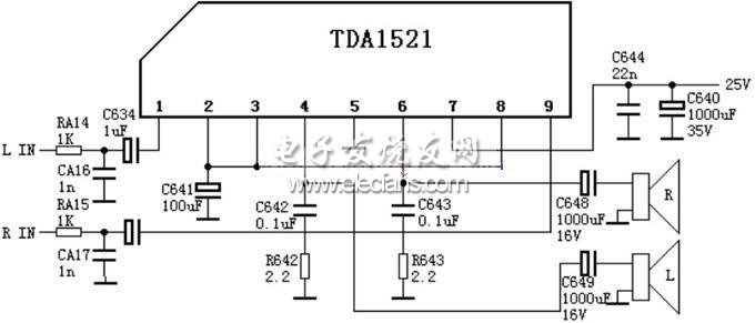 TDA1521的伴音功放應用電路