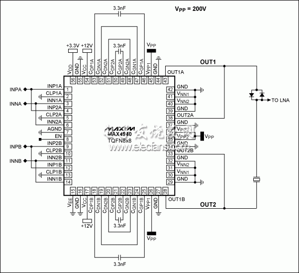 圖15。 應用圖的BTL應用程序中的MAX4940駕駛4A。