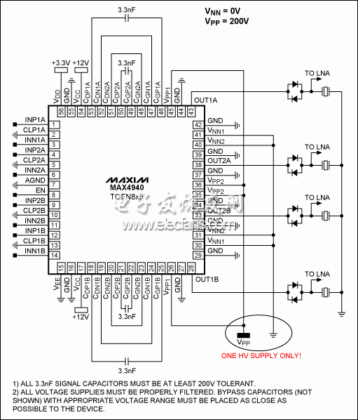 圖6。 MAX4940在一個單極的積極應用。