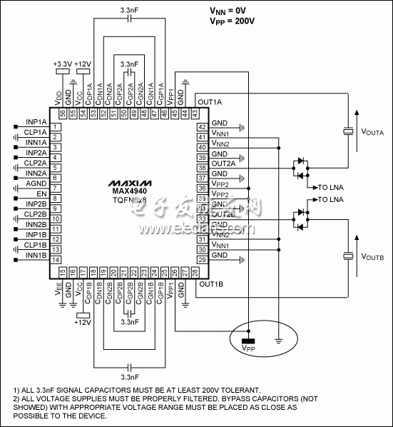 圖12。 一個典型的橋接負載（BTL）配置使用MAX4940。