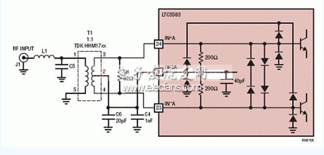 LTC5583差分輸入配置電路圖