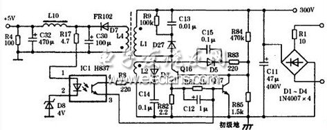 便攜式CD/VCD機的交流適配器原理圖