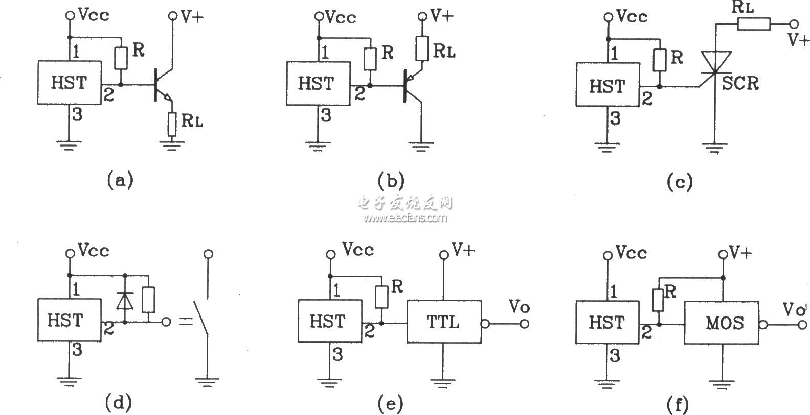 HST霍爾傳感器常見應用接口電路圖