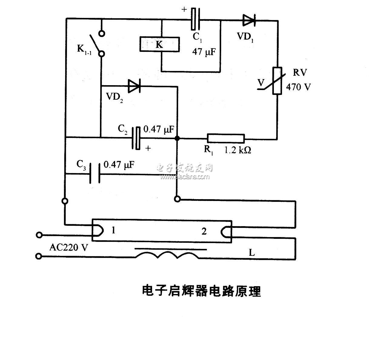 電子啟輝器電路圖