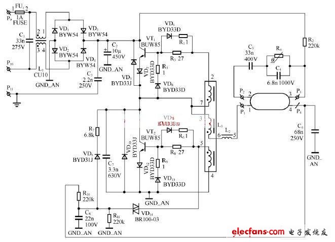 HF-TL熒光燈電子鎮流器電路