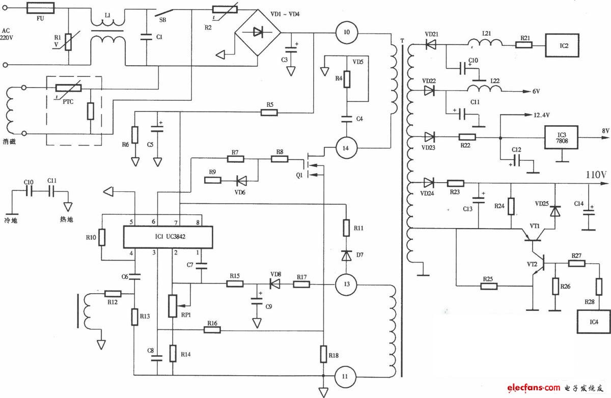 聯想LX-PL4C2型彩色顯示器開關電源電路