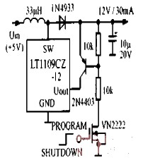 簡易3V-12V的DC/DC變換電路原理圖