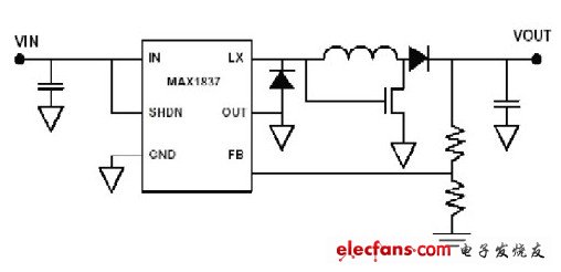 利用降壓電源 IC 設計成升降壓型