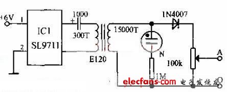 SL9711構成的凍瘡治療儀電路