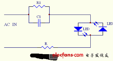 最簡單的電容降壓驅動LED電路