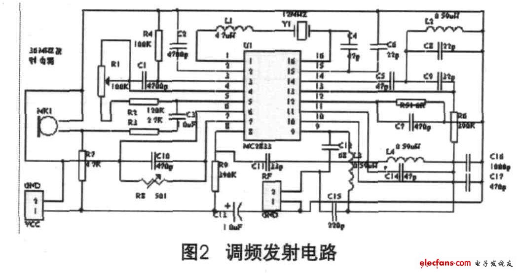 圖2 調頻發射電路