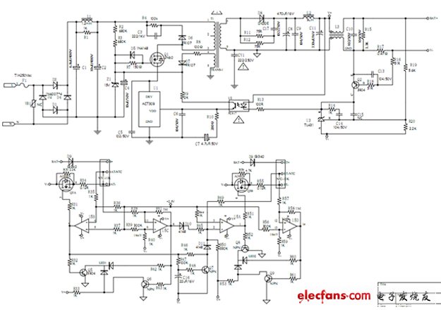  8.4V/1A微打印機智能鋰電池充電器原理圖