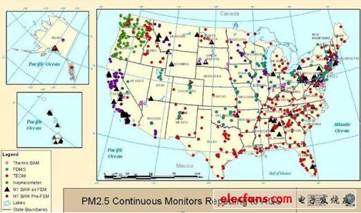 美國2010年PM2.5監(jiān)測使用的儀器清單和布點