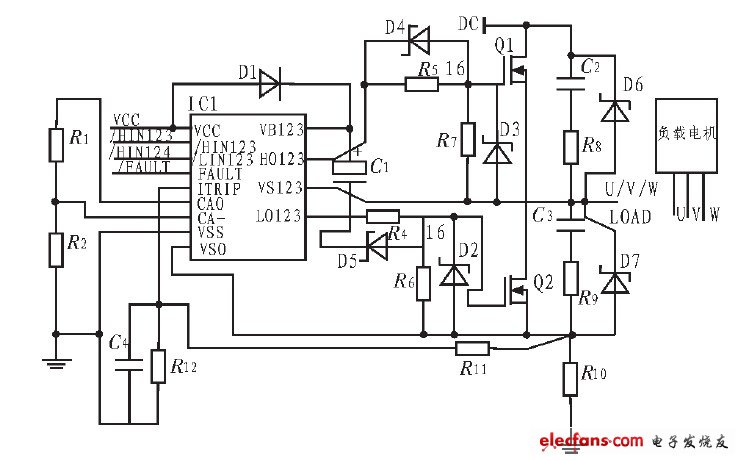 圖3 無刷直流電機驅動原理圖