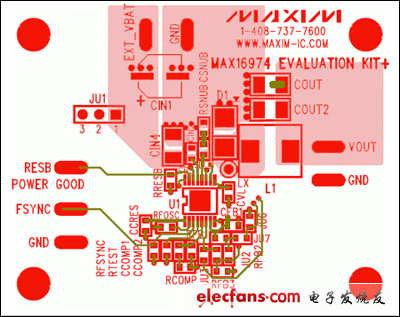 圖5. MAX16974評估板頂層