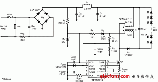 TPS92310大功率LED驅動器的典型應用電路圖