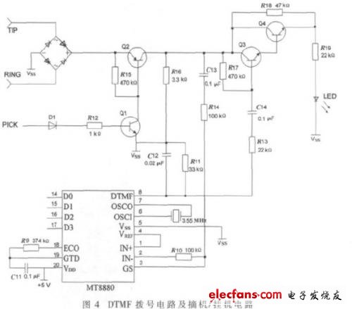 DTMF撥號電路和摘機/掛機電路