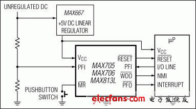 MAX705、MAX706、MAX707、MAX708、MAX813、MAX813L：典型工作電路