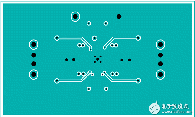 Figure 7. Example of a four-layer PCB layout—bottom layer.圖7. 四層板布線-底層