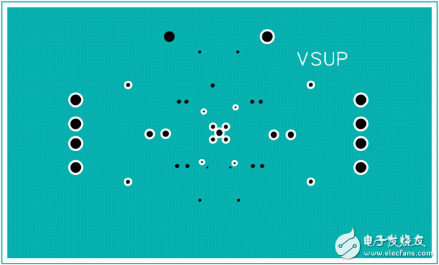 Figure 5. Example of a four-layer PCB layout—PGND layer.圖5. 四層板布線–PGND層