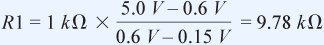 因此，可使用以下公式獲取150 mV的有效反饋基準，其中R2 = 1 kΩ，VSUP = 5 V：