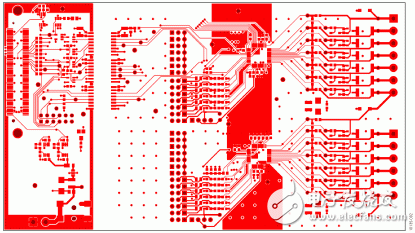 圖2. EVAL-CN0235-SDPZ PCB的頂層包含AD7280A菊花鏈信號的上部屏蔽