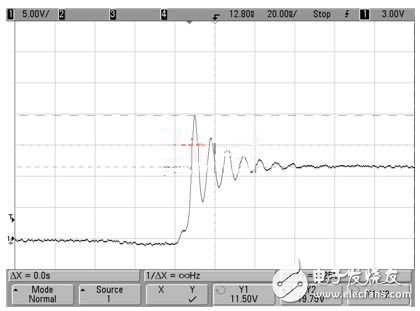 12V輸入降壓型開關(guān)穩(wěn)壓器中的典型開關(guān)節(jié)點電壓尖峰和振鈴