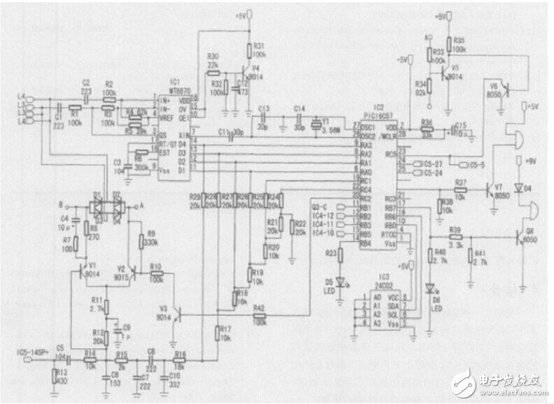 一種智能家居安防系統的電路設計圖