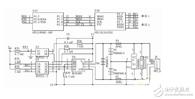 消防指示燈智能網關監控系統接口電路設計
