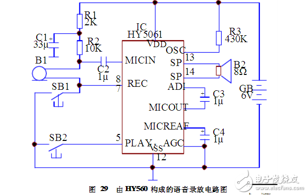 由HY560構成的語音錄放電路模塊設計