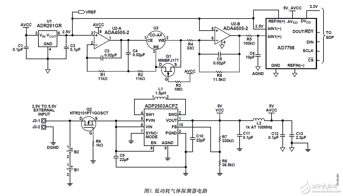 使用電化學(xué)傳感器的單電源、微功耗有毒氣體探測(cè)器電路設(shè)計(jì)