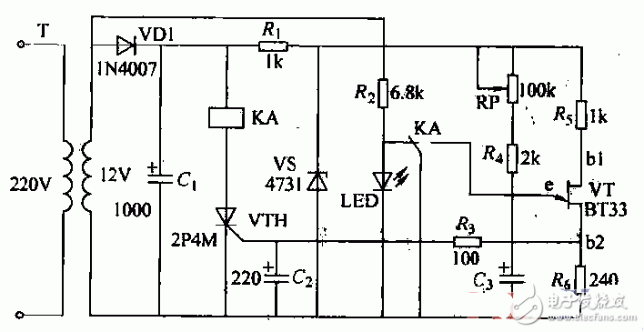 JS20單結晶體管時間繼電器電路設計