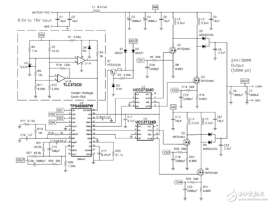 基于TPS40090多相升壓轉換電路設計