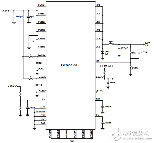 采用ISL70001SRH耐輻射高效同步電源電路設計