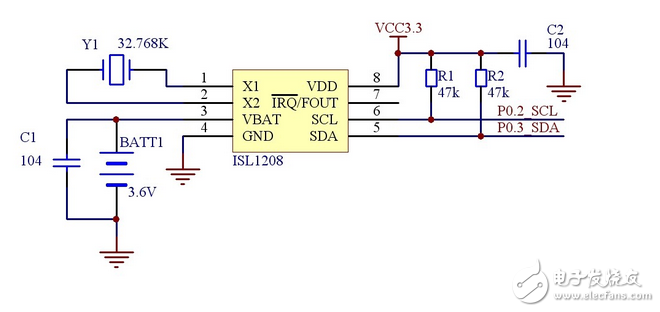 采用ISL1208精密時鐘應用電路設計