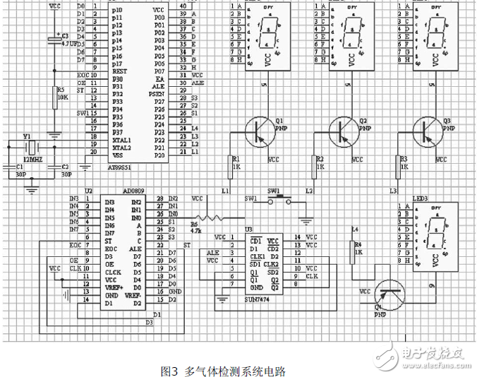 采用AT89C51多氣體檢測系統電路設計