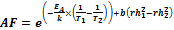 rh （公式 1）下試驗結果的加速因子