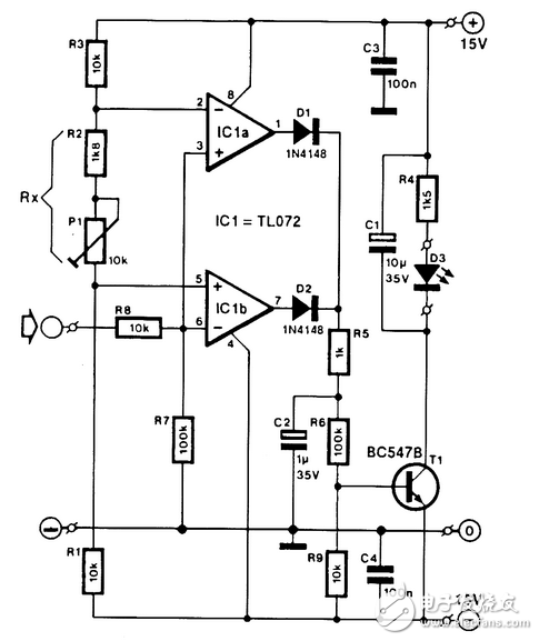 過載指示器電子電路設(shè)計圖